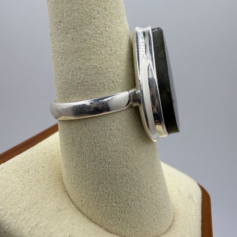 Stunning 20x11mm pear shaped Labradorite cabochon ring in sterling‎ silver! - Picture 9 of 15